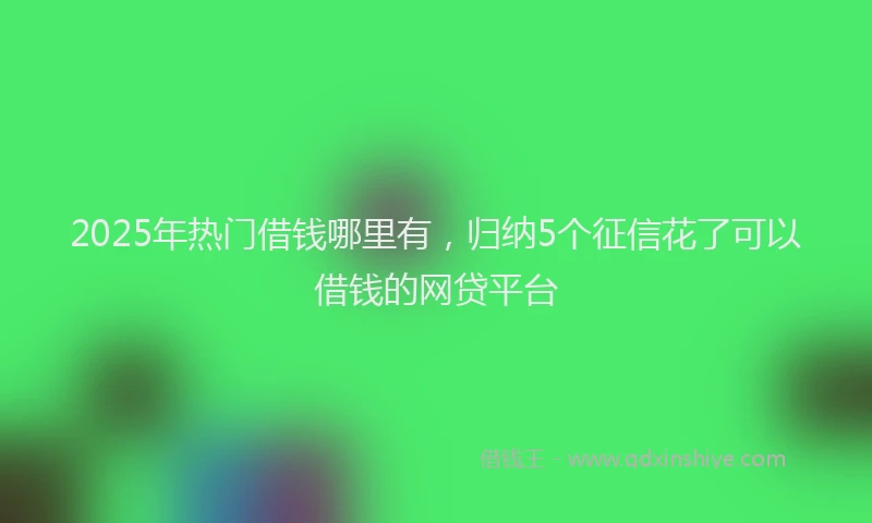2025年热门借钱哪里有，归纳5个征信花了可以借钱的网贷平台
