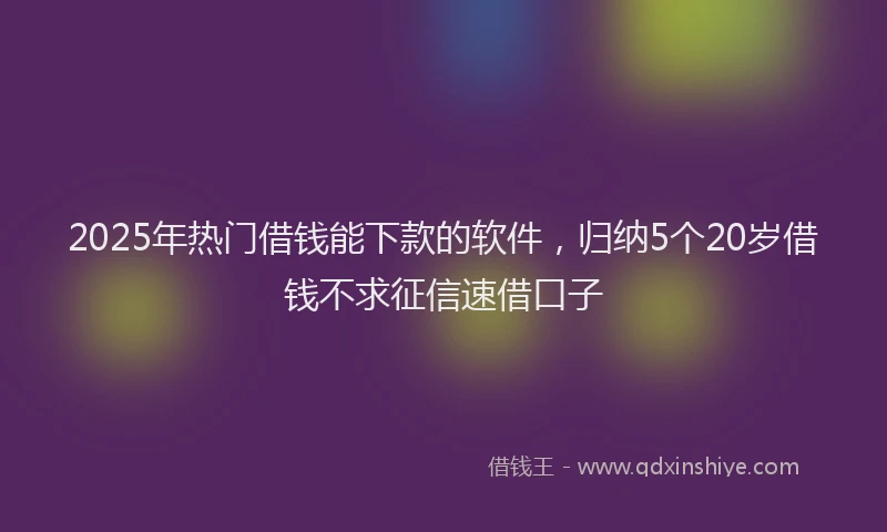 2025年热门借钱能下款的软件，归纳5个20岁借钱不求征信速借口子