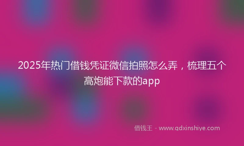 2025年热门借钱凭证微信拍照怎么弄，梳理五个高炮能下款的app