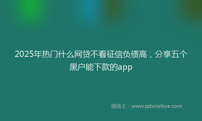 2025年热门什么网贷不看征信负债高，分享五个黑户能下款的app