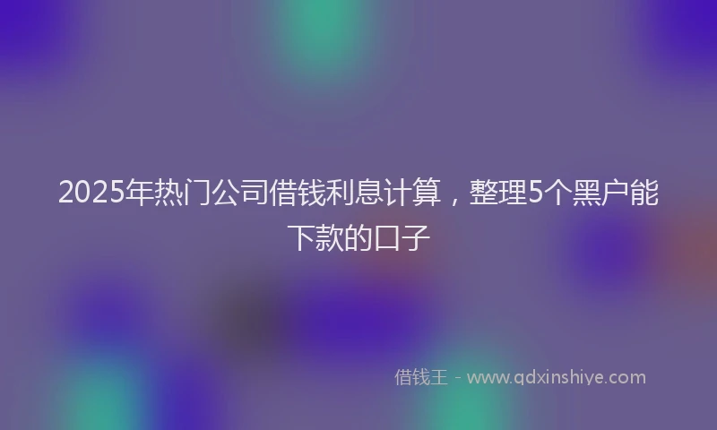 2025年热门公司借钱利息计算，整理5个黑户能下款的口子