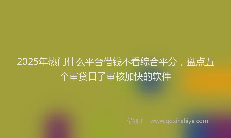 2025年热门什么平台借钱不看综合平分，盘点五个审贷口子审核加快的软件