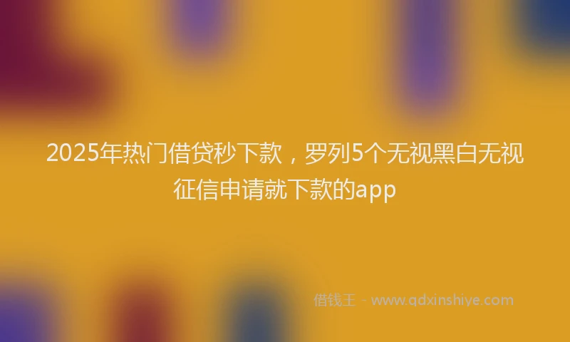 2025年热门借贷秒下款，罗列5个无视黑白无视征信申请就下款的app