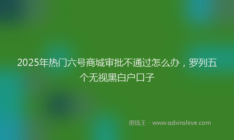 2025年热门六号商城审批不通过怎么办，罗列五个无视黑白户口子