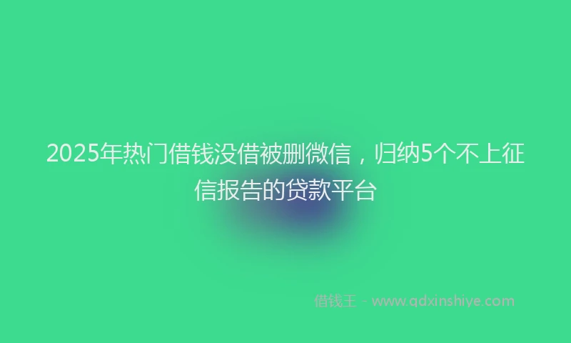2025年热门借钱没借被删微信，归纳5个不上征信报告的贷款平台
