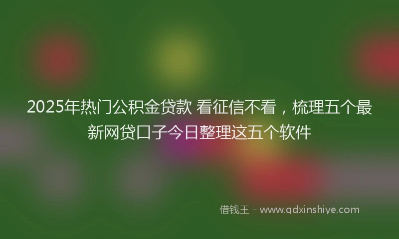 2025年热门公积金贷款 看征信不看，梳理五个最新网贷口子今日整理这五个软件