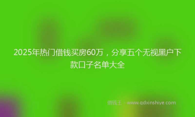 2025年热门借钱买房60万，分享五个无视黑户下款口子名单大全