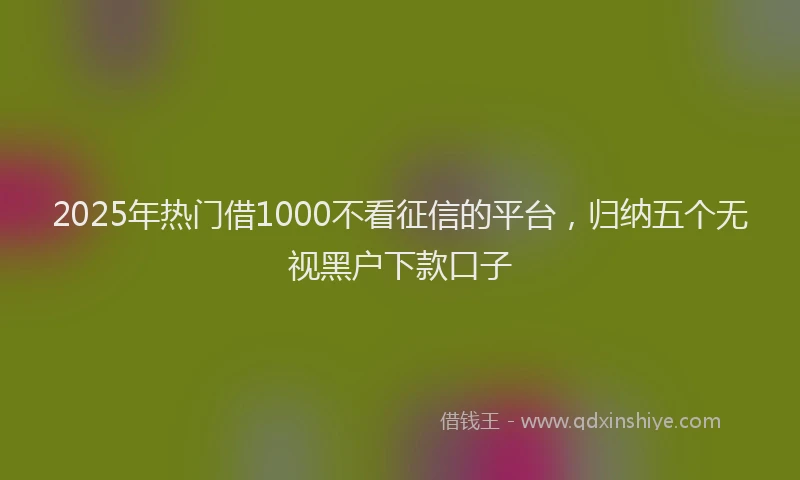 2025年热门借1000不看征信的平台，归纳五个无视黑户下款口子