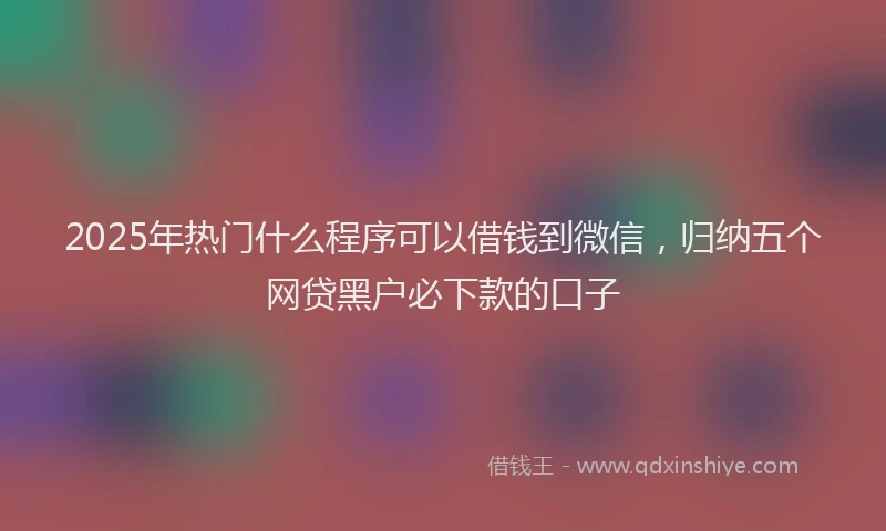 2025年热门什么程序可以借钱到微信，归纳五个网贷黑户必下款的口子