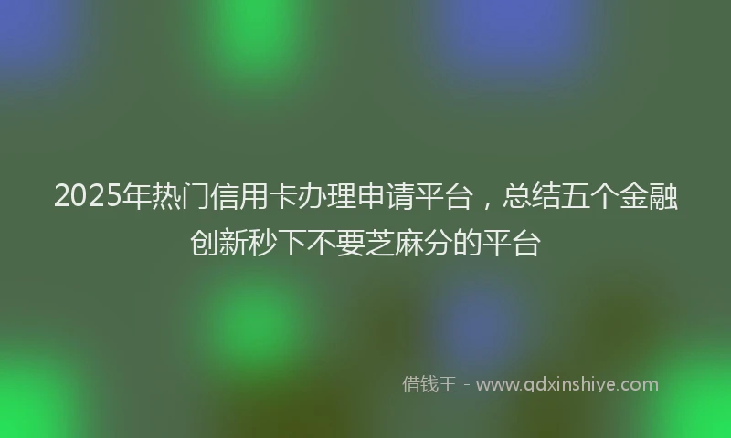 2025年热门信用卡办理申请平台，总结五个金融创新秒下不要芝麻分的平台