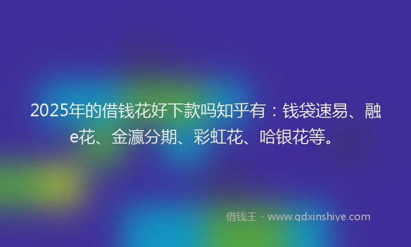 2025年的借钱花好下款吗知乎有：钱袋速易、融e花、金瀛分期、彩虹花、哈银花等。