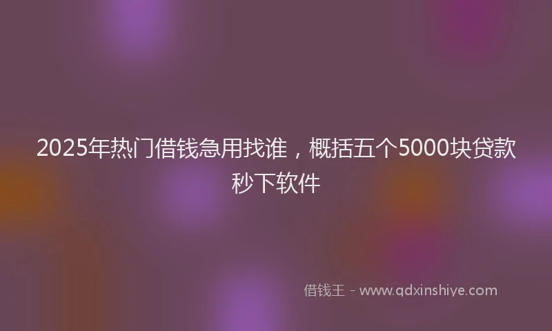 2025年热门借钱急用找谁，概括五个5000块贷款秒下软件