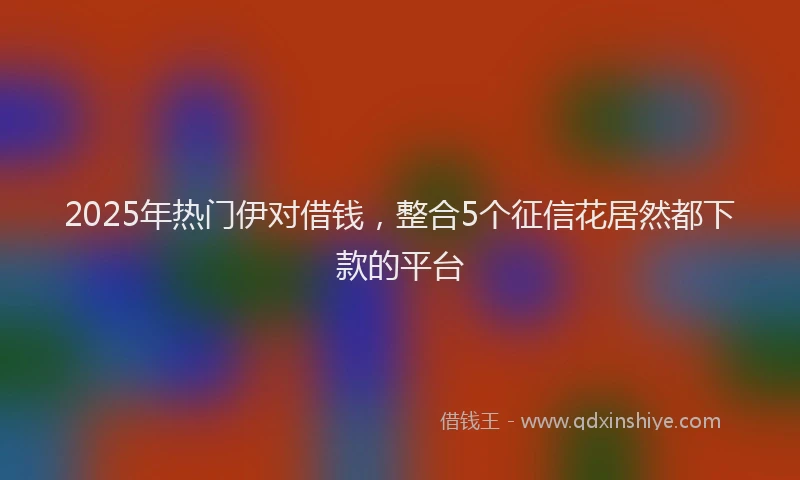 2025年热门伊对借钱，整合5个征信花居然都下款的平台