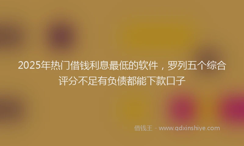 2025年热门借钱利息最低的软件，罗列五个综合评分不足有负债都能下款口子