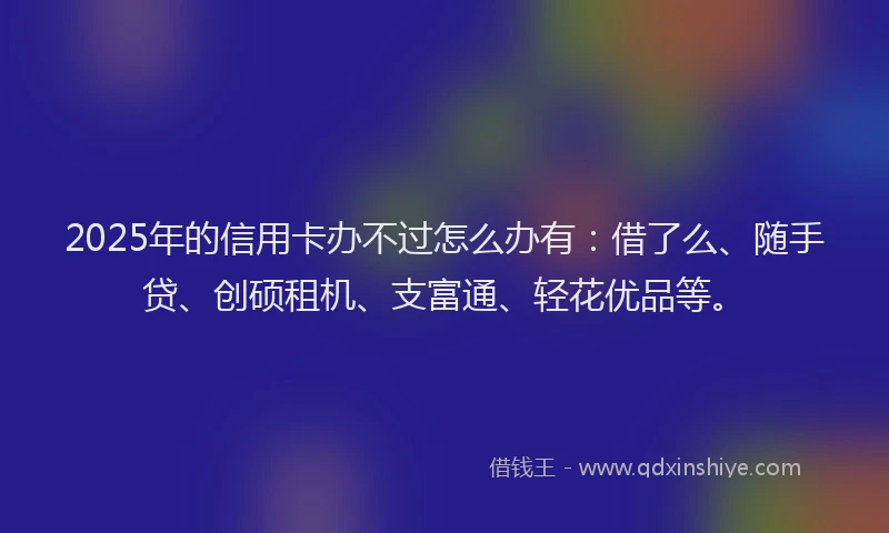 2025年的信用卡办不过怎么办有：借了么、随手贷、创硕租机、支富通、轻花优品等。