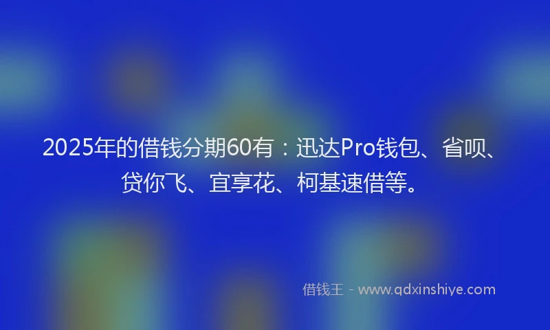 2025年的借钱分期60有：迅达Pro钱包、省呗、贷你飞、宜享花、柯基速借等。