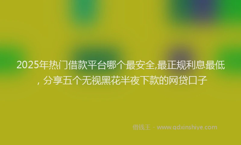 2025年热门借款平台哪个最安全,最正规利息最低，分享五个无视黑花半夜下款的网贷口子