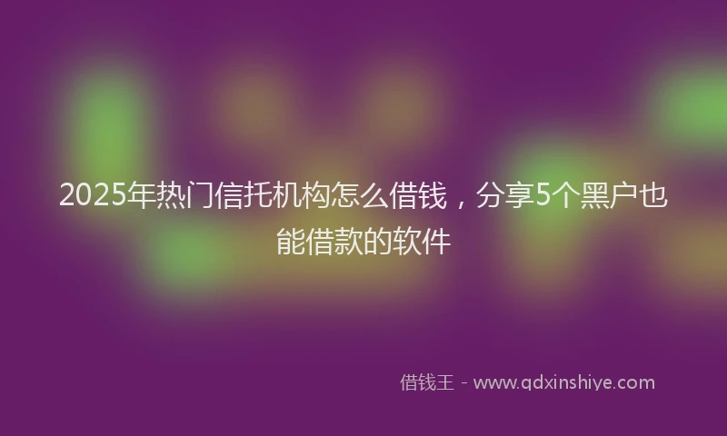 2025年热门信托机构怎么借钱，分享5个黑户也能借款的软件