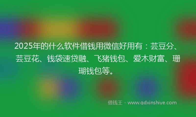 2025年的什么软件借钱用微信好用有：芸豆分、芸豆花、钱袋速贷融、飞猪钱包、爱木财富、珊瑚钱包等。