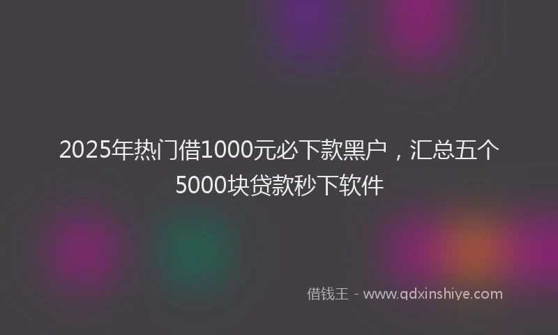 2025年热门借1000元必下款黑户，汇总五个5000块贷款秒下软件