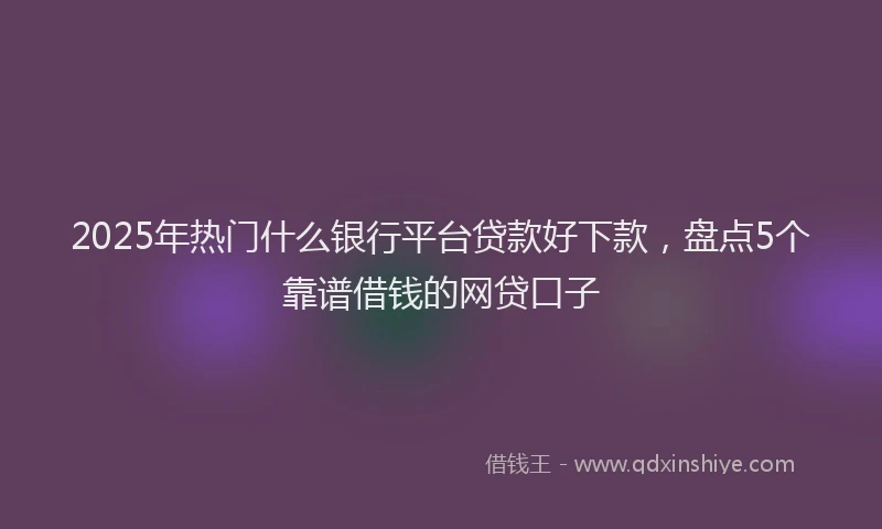2025年热门什么银行平台贷款好下款，盘点5个靠谱借钱的网贷口子
