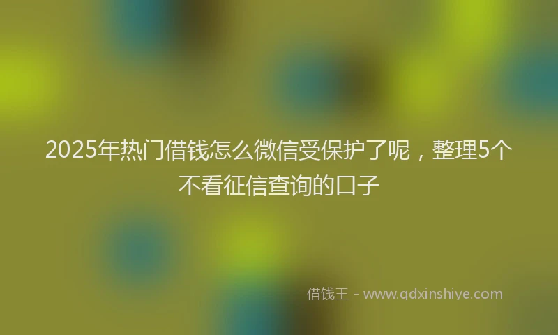 2025年热门借钱怎么微信受保护了呢，整理5个不看征信查询的口子