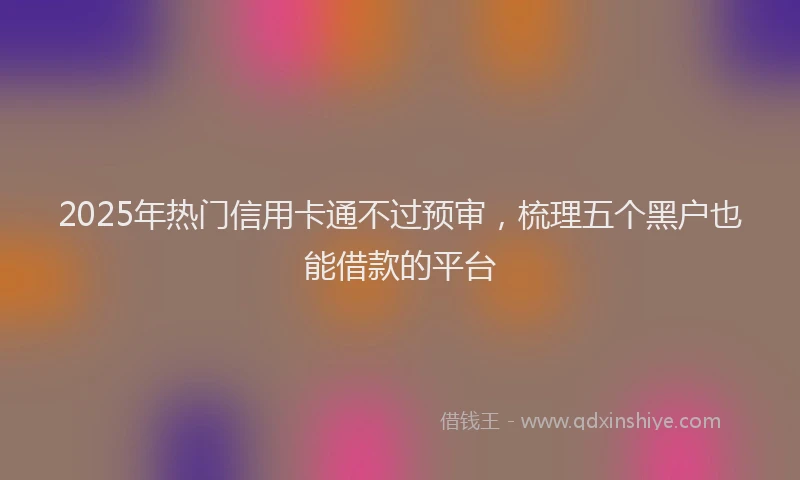 2025年热门信用卡通不过预审，梳理五个黑户也能借款的平台