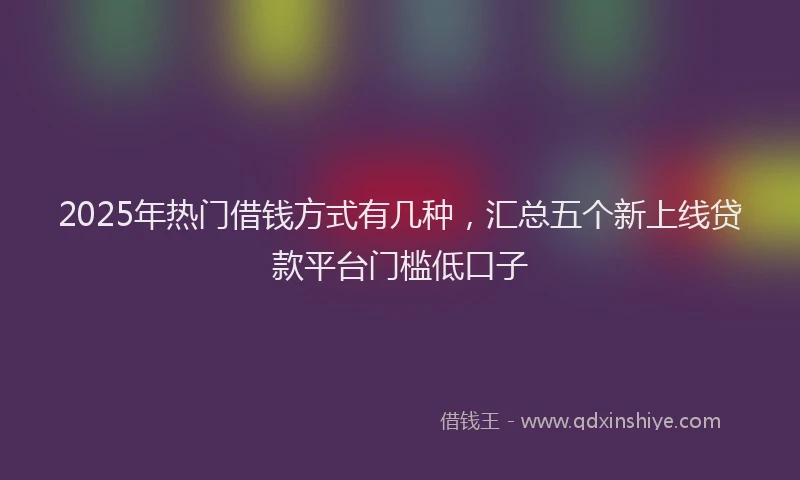 2025年热门借钱方式有几种，汇总五个新上线贷款平台门槛低口子