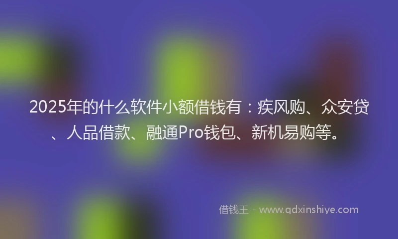 2025年的什么软件小额借钱有：疾风购、众安贷、人品借款、融通Pro钱包、新机易购等。