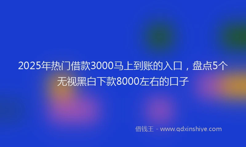 2025年热门借款3000马上到账的入口，盘点5个无视黑白下款8000左右的口子