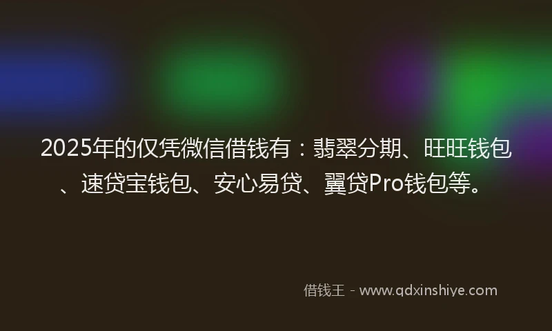 2025年的仅凭微信借钱有：翡翠分期、旺旺钱包、速贷宝钱包、安心易贷、翼贷Pro钱包等。
