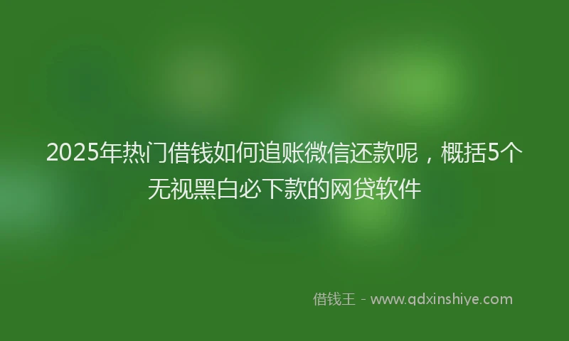 2025年热门借钱如何追账微信还款呢，概括5个无视黑白必下款的网贷软件