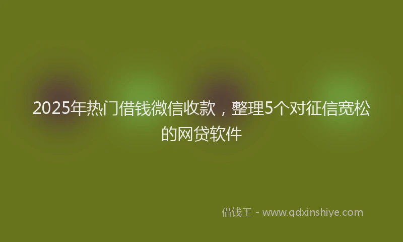 2025年热门借钱微信收款，整理5个对征信宽松的网贷软件