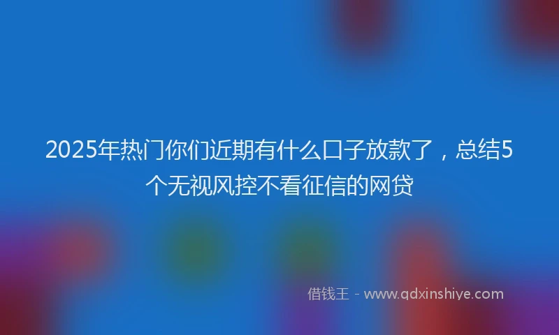 2025年热门你们近期有什么口子放款了，总结5个无视风控不看征信的网贷