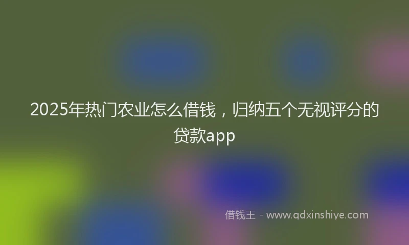 2025年热门农业怎么借钱，归纳五个无视评分的贷款app