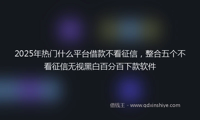 2025年热门什么平台借款不看征信，整合五个不看征信无视黑白百分百下款软件