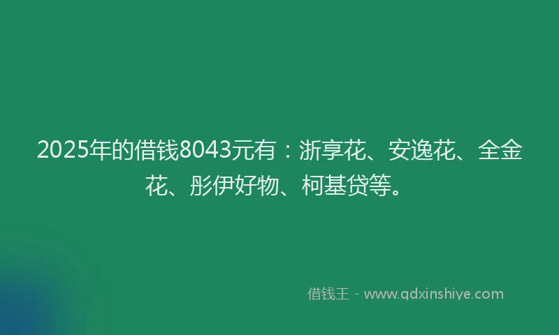 2025年的借钱8043元有：浙享花、安逸花、全金花、彤伊好物、柯基贷等。