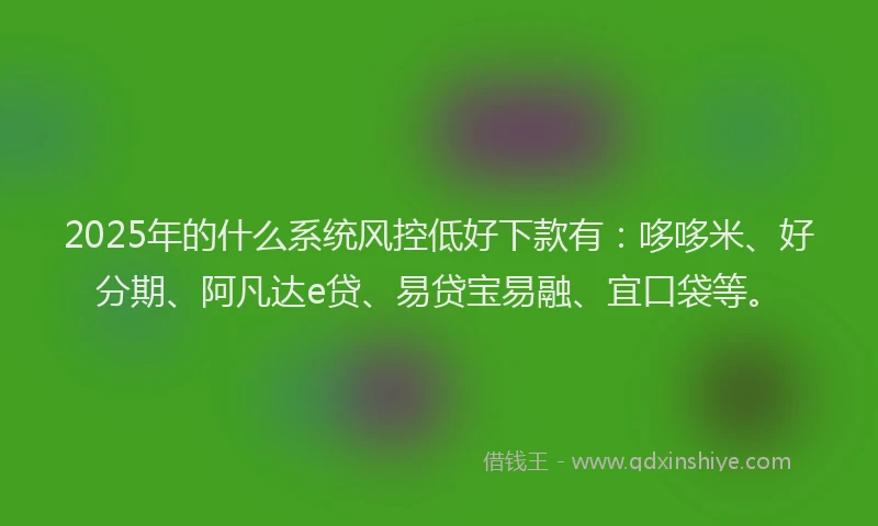 2025年的什么系统风控低好下款有：哆哆米、好分期、阿凡达e贷、易贷宝易融、宜口袋等。