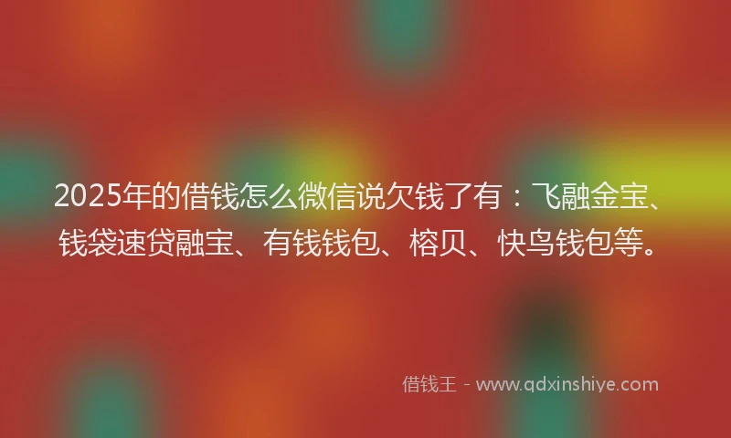 2025年的借钱怎么微信说欠钱了有：飞融金宝、钱袋速贷融宝、有钱钱包、榕贝、快鸟钱包等。