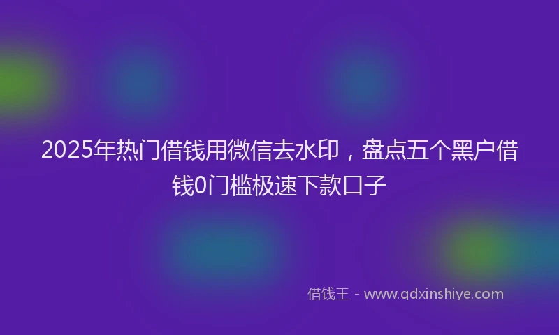 2025年热门借钱用微信去水印，盘点五个黑户借钱0门槛极速下款口子