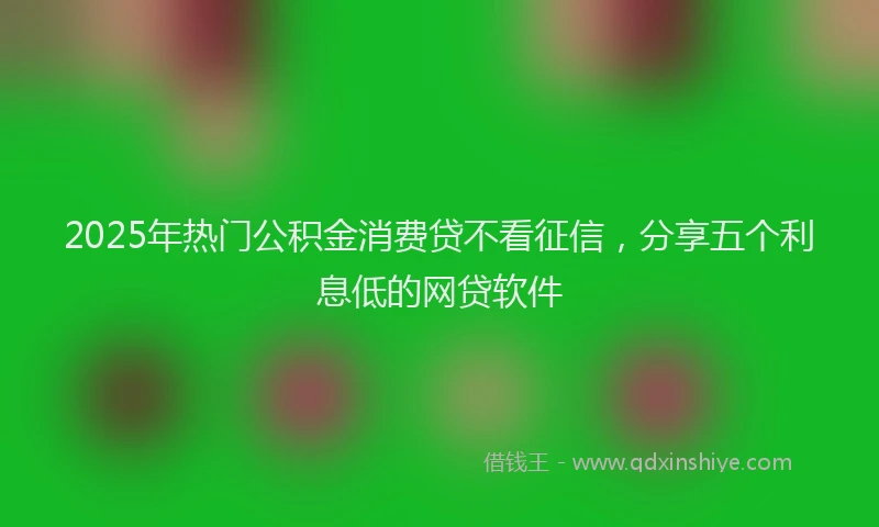 2025年热门公积金消费贷不看征信，分享五个利息低的网贷软件