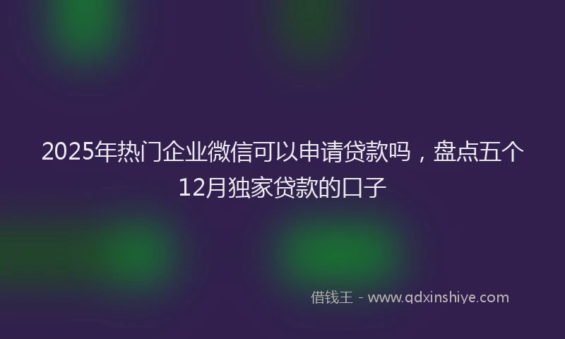 2025年热门企业微信可以申请贷款吗，盘点五个12月独家贷款的口子