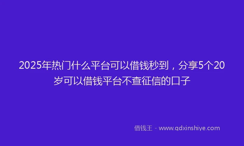 2025年热门什么平台可以借钱秒到，分享5个20岁可以借钱平台不查征信的口子
