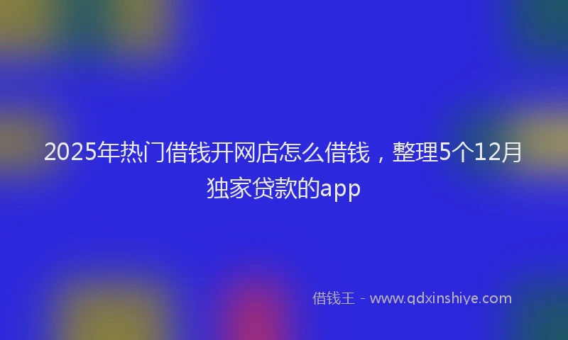 2025年热门借钱开网店怎么借钱，整理5个12月独家贷款的app