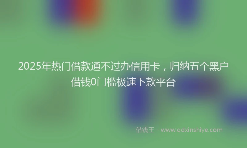 2025年热门借款通不过办信用卡，归纳五个黑户借钱0门槛极速下款平台