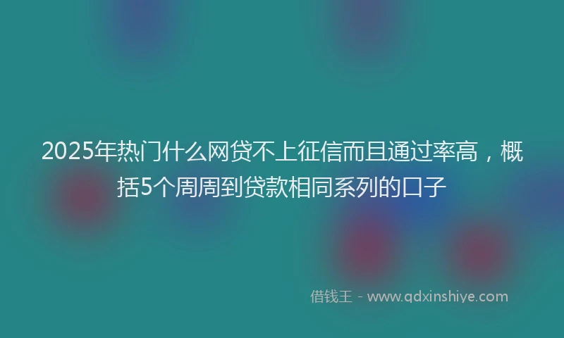 2025年热门什么网贷不上征信而且通过率高，概括5个周周到贷款相同系列的口子