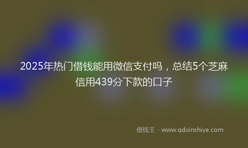 2025年热门借钱能用微信支付吗，总结5个芝麻信用439分下款的口子