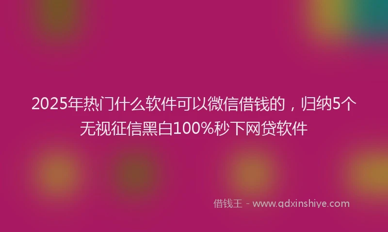 2025年热门什么软件可以微信借钱的，归纳5个无视征信黑白100%秒下网贷软件