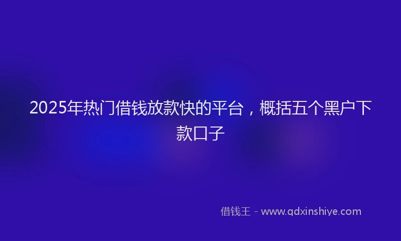 2025年热门借钱放款快的平台，概括五个黑户下款口子