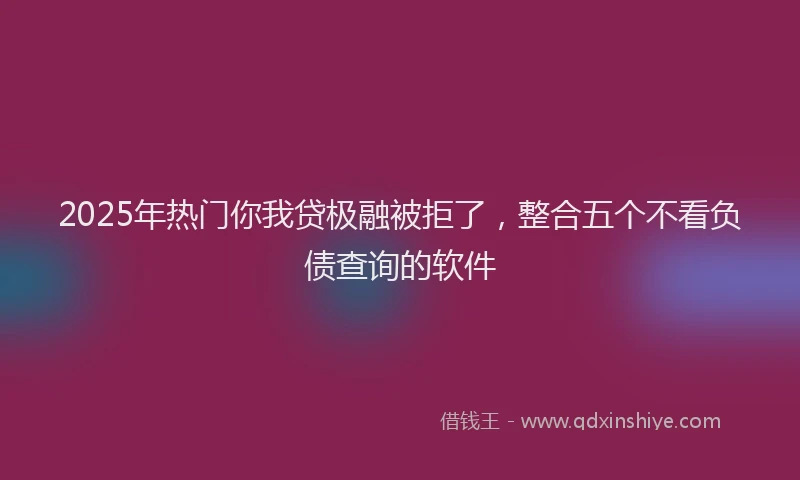 2025年热门你我贷极融被拒了，整合五个不看负债查询的软件